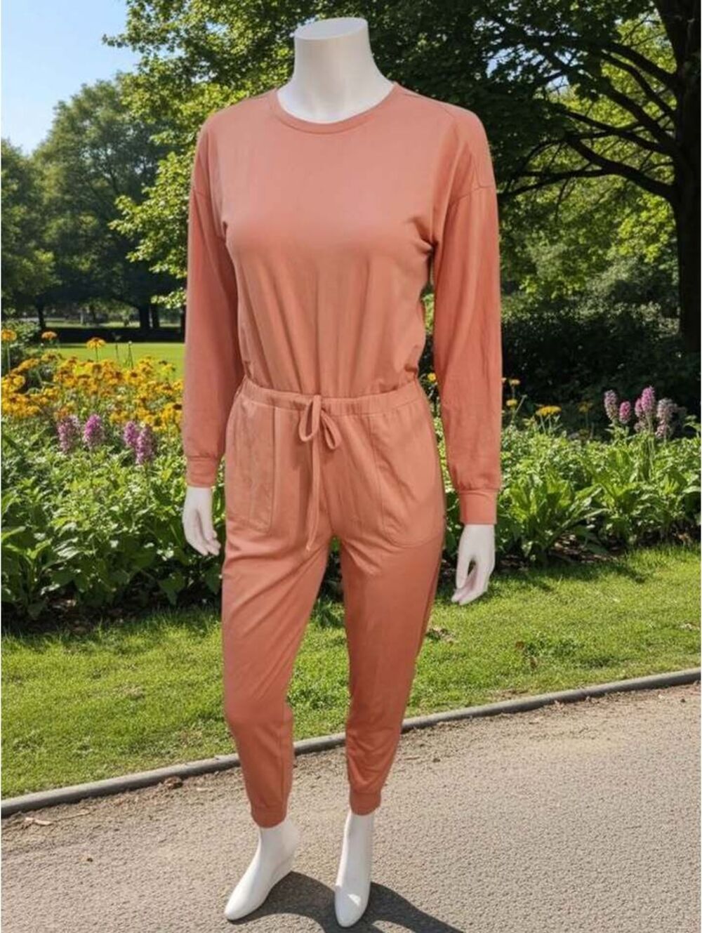 NWT Lattelove Peach Long Sleeve Jumpsuit Size S